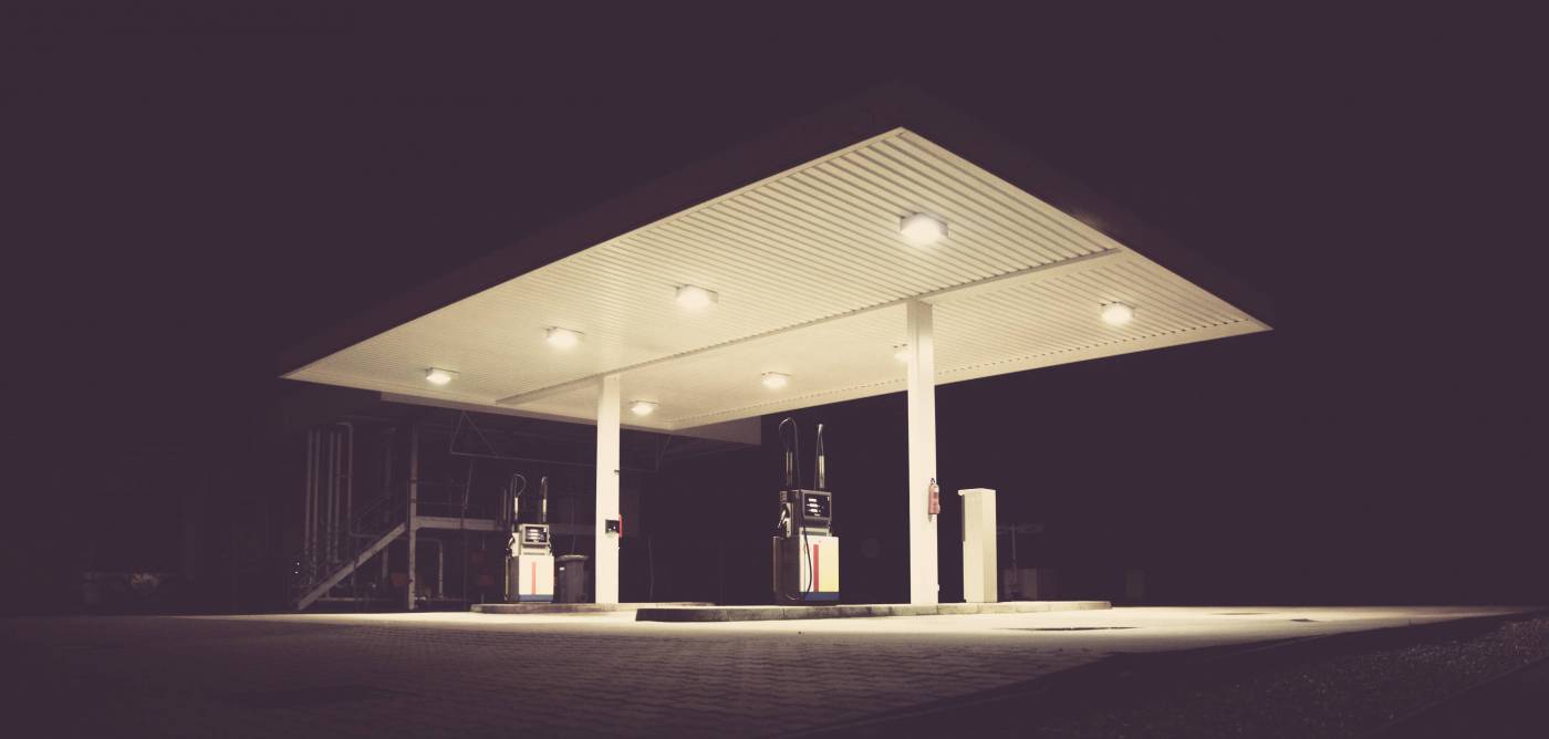 gasoline petrol station night/ picture