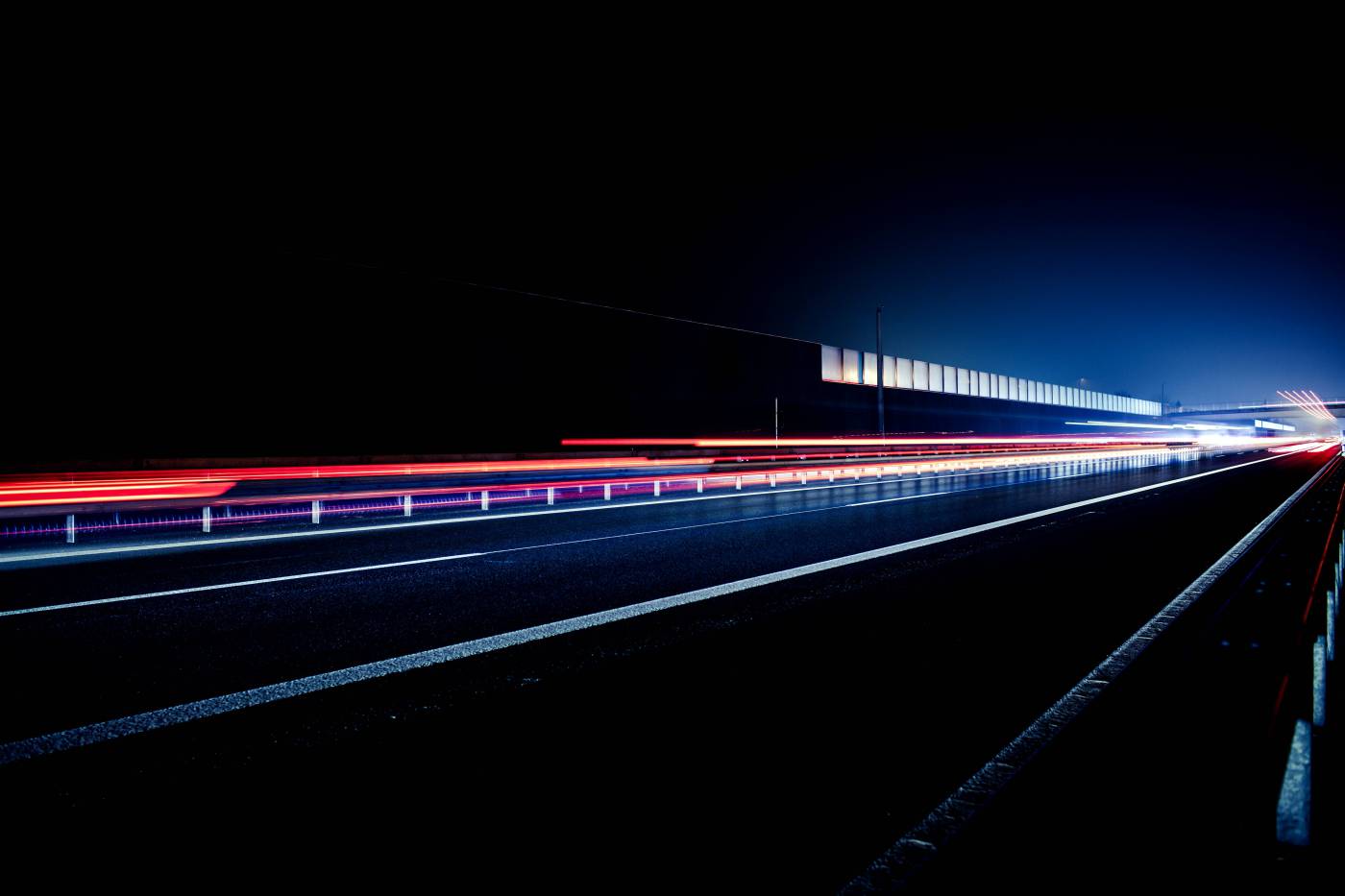 interstate night lights tracks highway/ picture