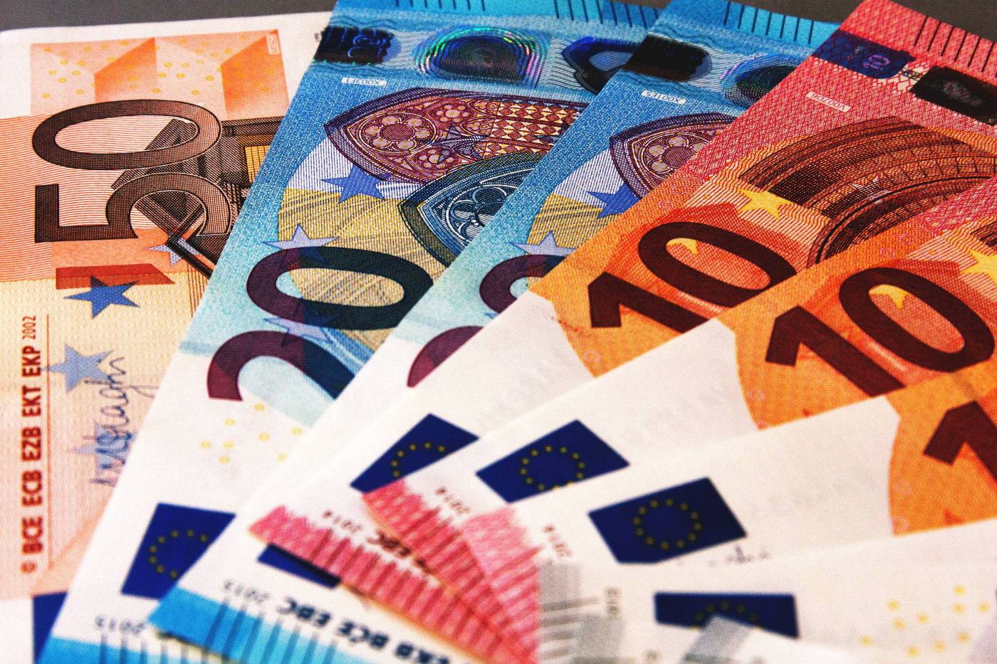 Euros Money Banknotes on Wooden Table picture