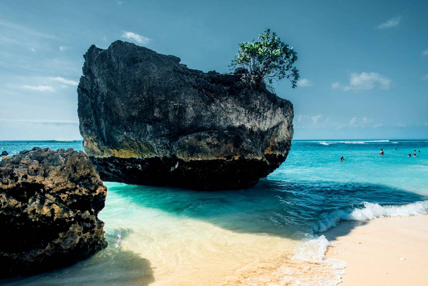 Majestic Large Rock on Serene Beach: A Stunning Coastal Landscape picture