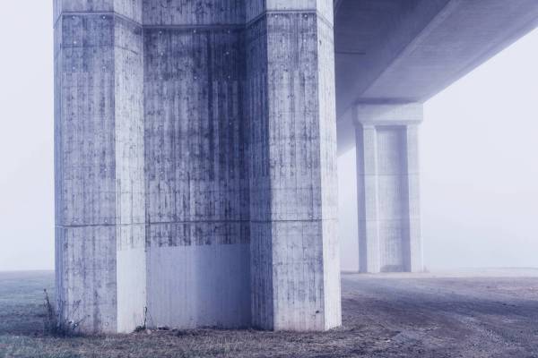 bridge highway morning fog/