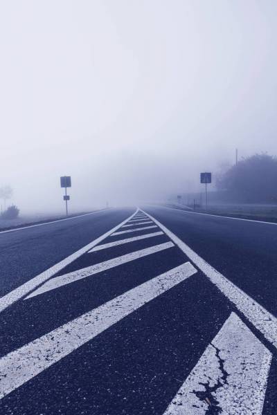 early morning fog highway/