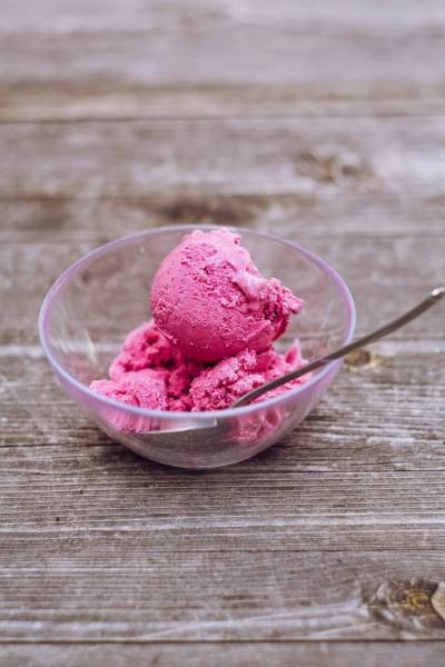 handmade raspberry sorbet ice cream/