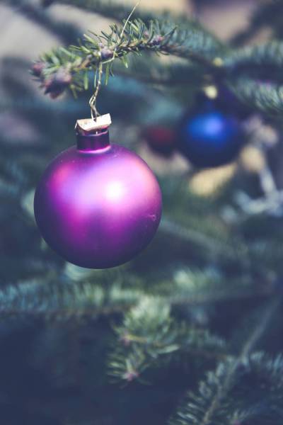 holiday eve purple christmas ball/