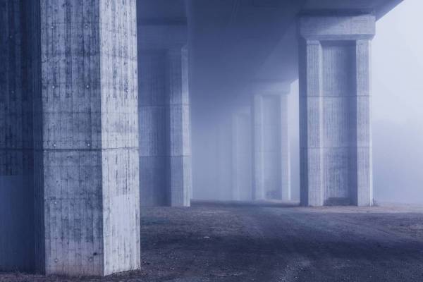 motorway bridge morning fog/