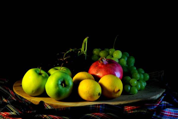 Platter of Fruit with a Black ?Background?  ...