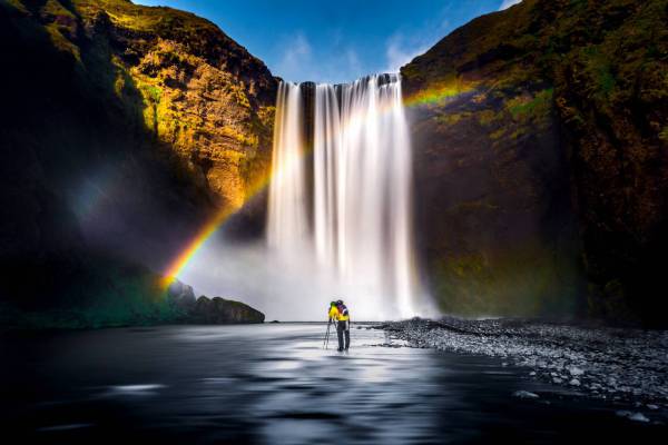 Waterfall Rainbow Landscape 