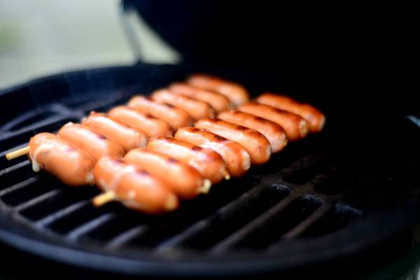 Sausages on BBQ Grill 