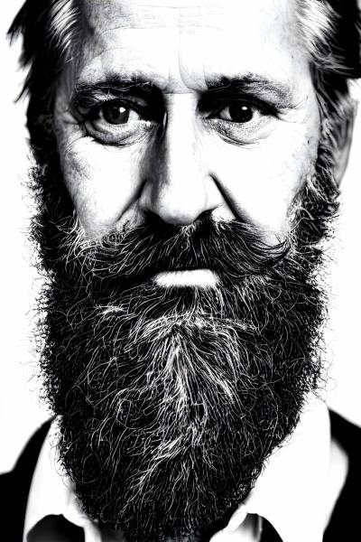beard men hipster black and white portrait adult one person
