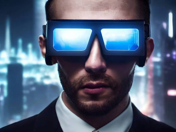 adult men eyeglasses one person metaverse movie technology