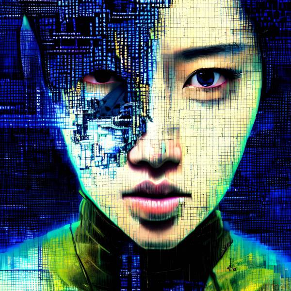 technology data futuristic one person human face portrait men