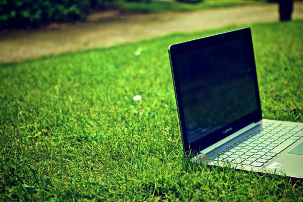 Laptop Computer on Grass 