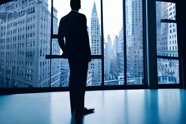 skyscraper standing window cityscape businessman business men