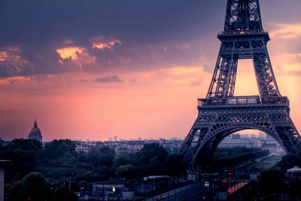 Sunset in Paris, France Royalty-