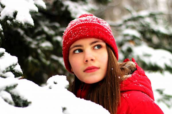 Girl in Winter Snow 