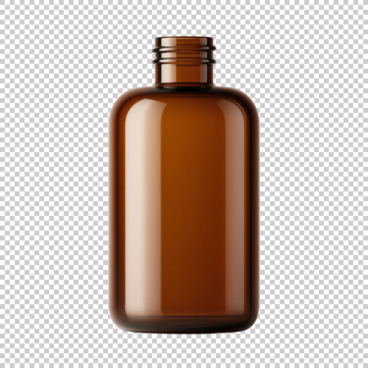 Amber Brown Glass Bottle With Short Neck And Round 2 H transparent PNG