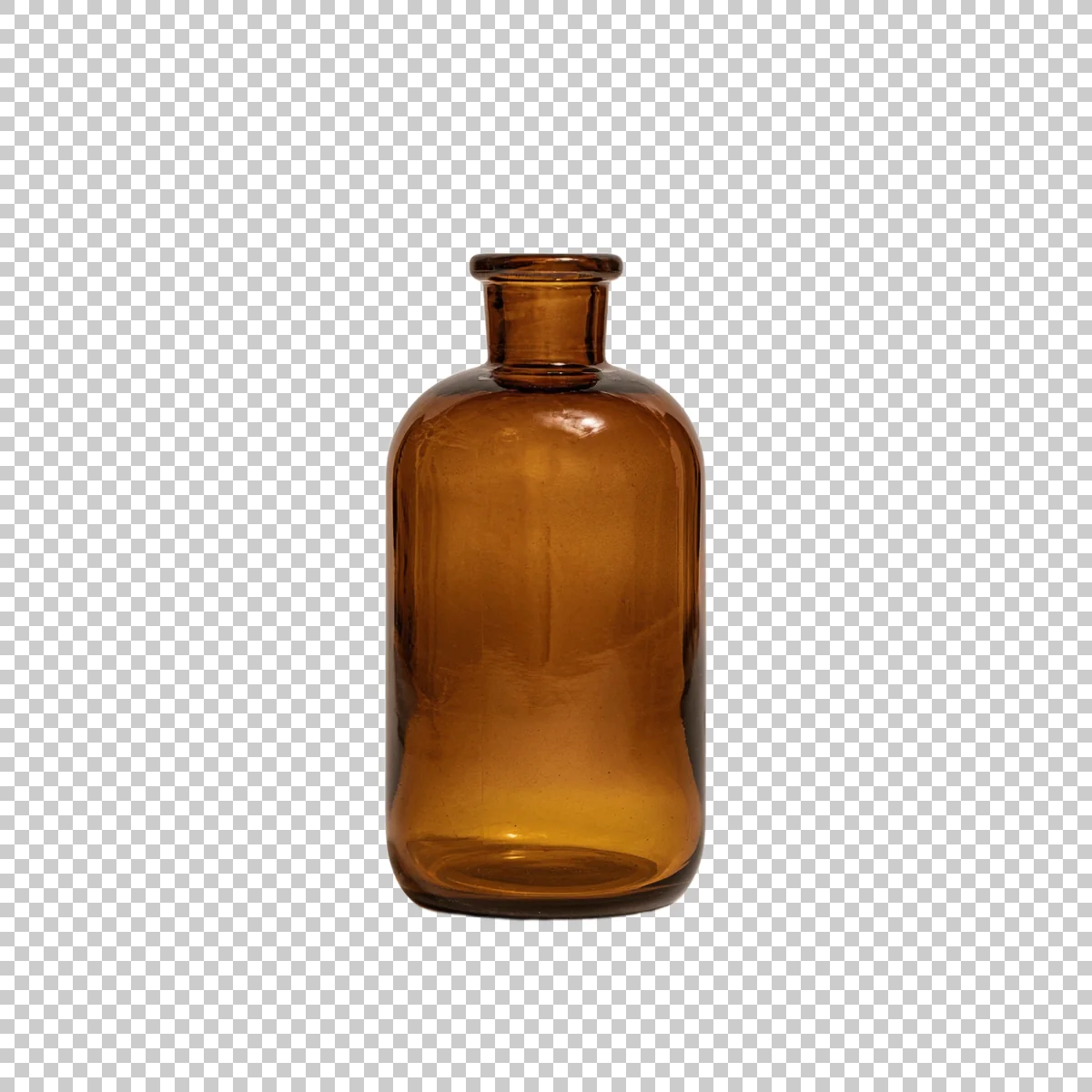 Amber Brown Glass Bottle With Short Neck And Round 3 H transparent PNG