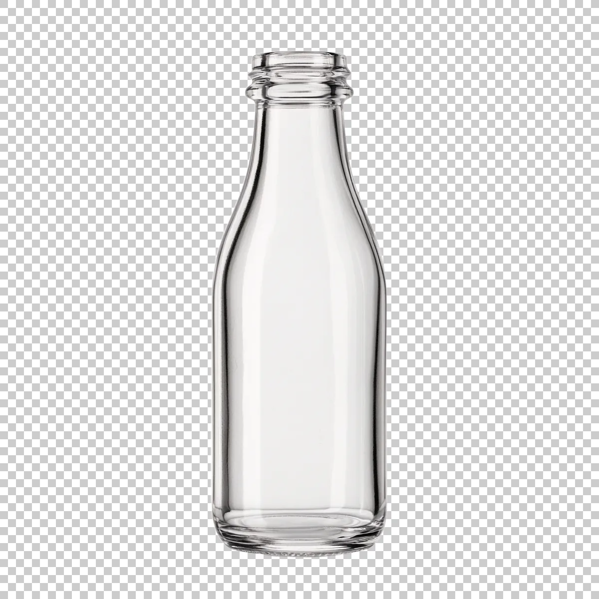 Clear Milk Bottle With Wide Neck And Rounded Glass 2 H transparent PNG