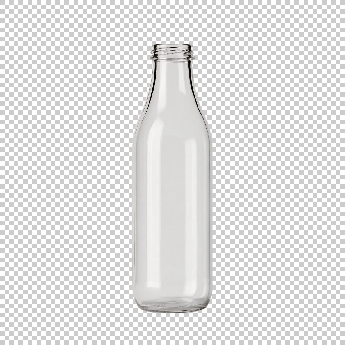 Empty Clear Glass Bottle With Narrow Neck And Roun 3 H transparent PNG
