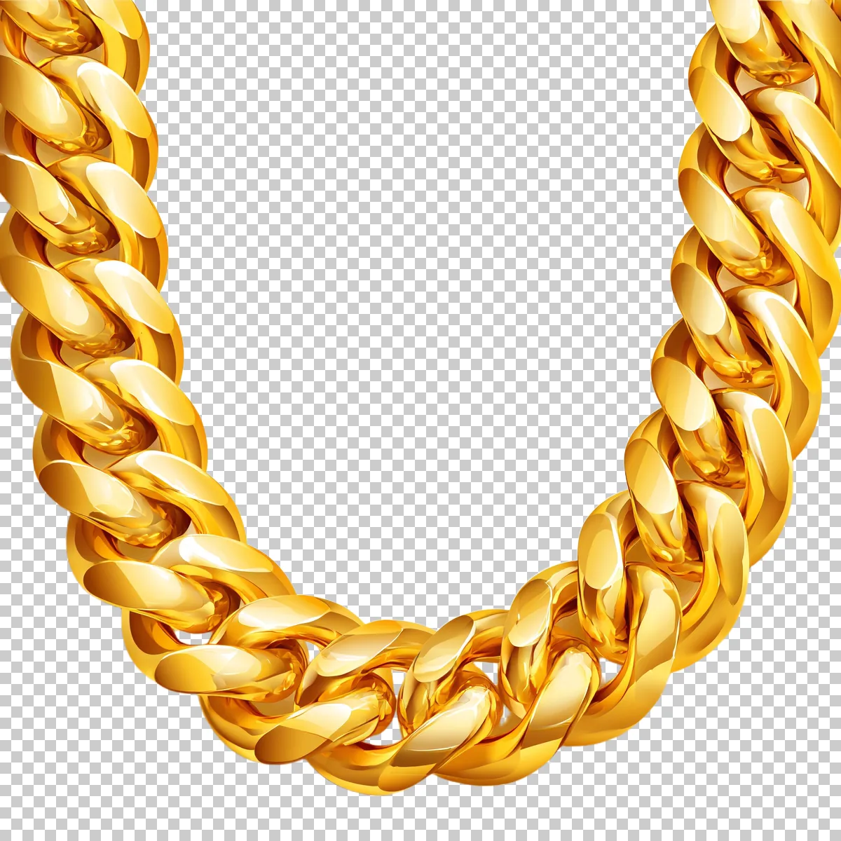 Chunky Gold Cuban Link Chain Thick Interlocking Pol 3 H transparent PNG