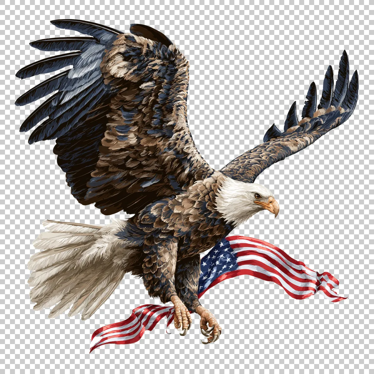 Bald Eagle Carrying A Small American Flag Ribbon I 1 H transparent PNG