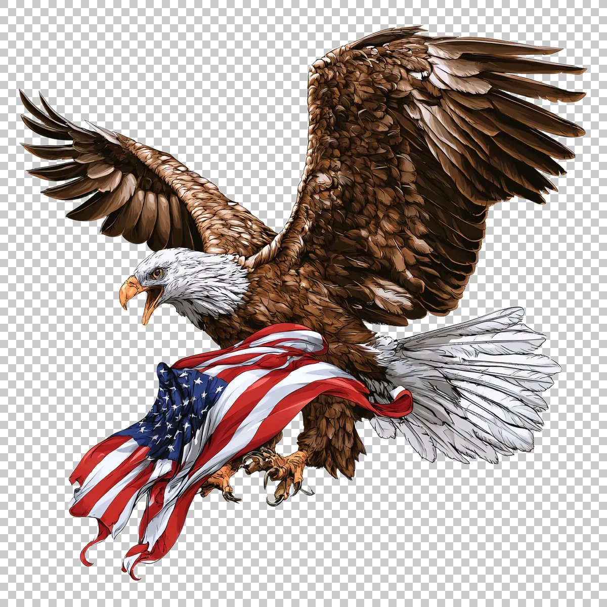 Bald Eagle Carrying A Small American Flag Ribbon I 2 H transparent PNG