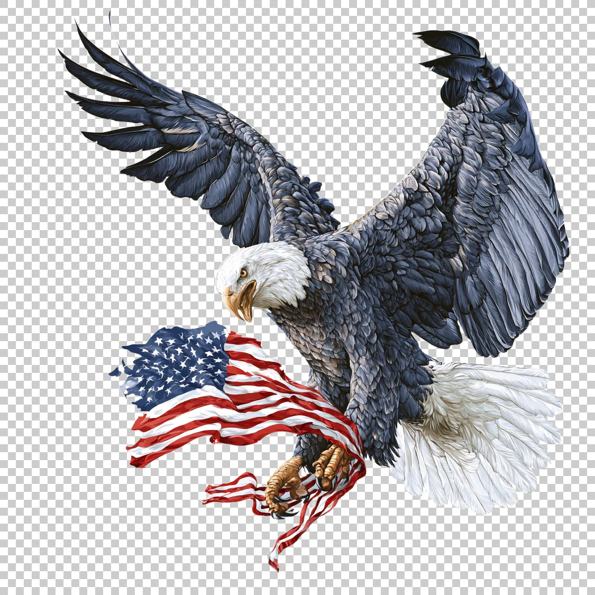 Bald Eagle Carrying A Small American Flag Ribbon I 3 H transparent PNG