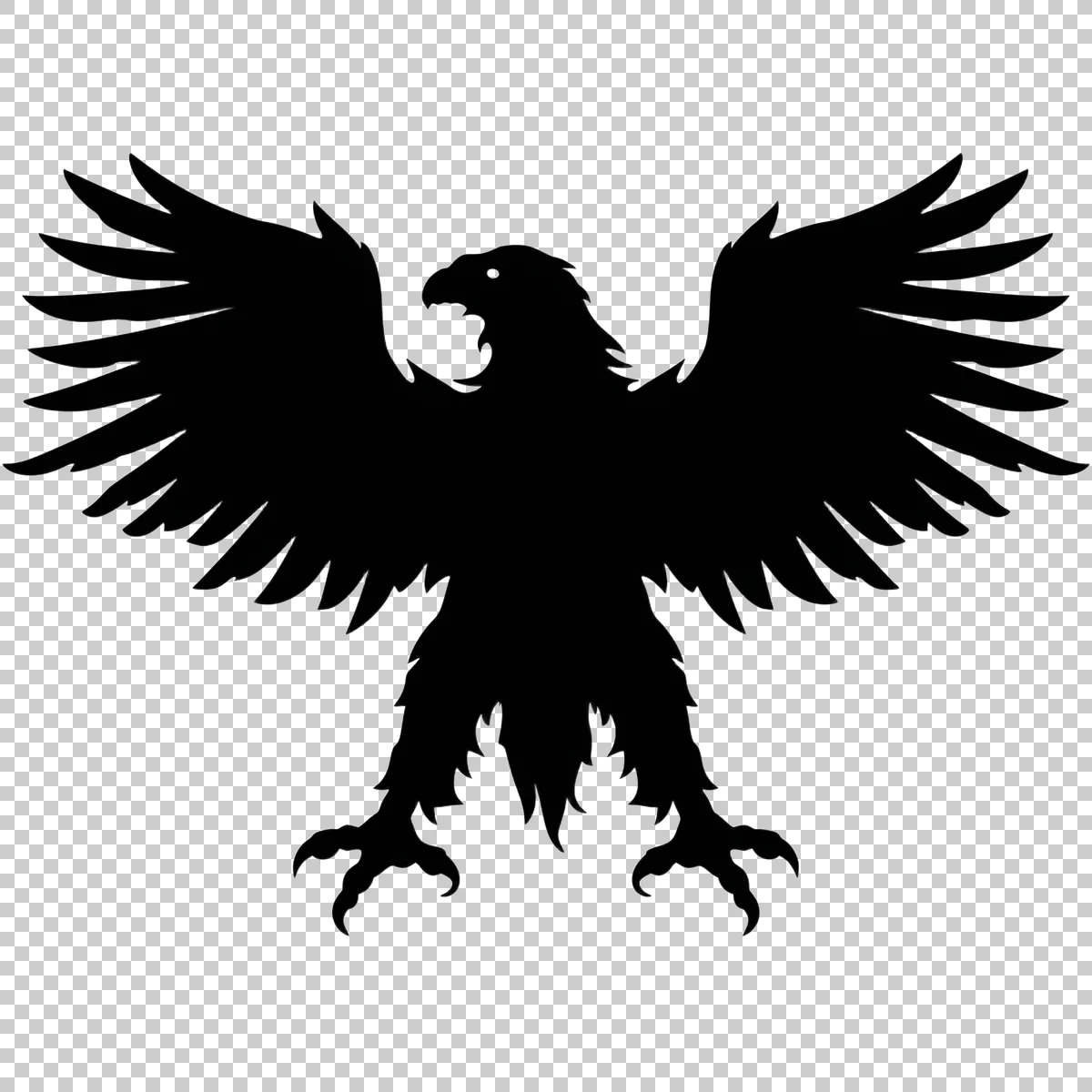 Black Eagle Silhouette With Wings Fully Spread And 1 H transparent PNG