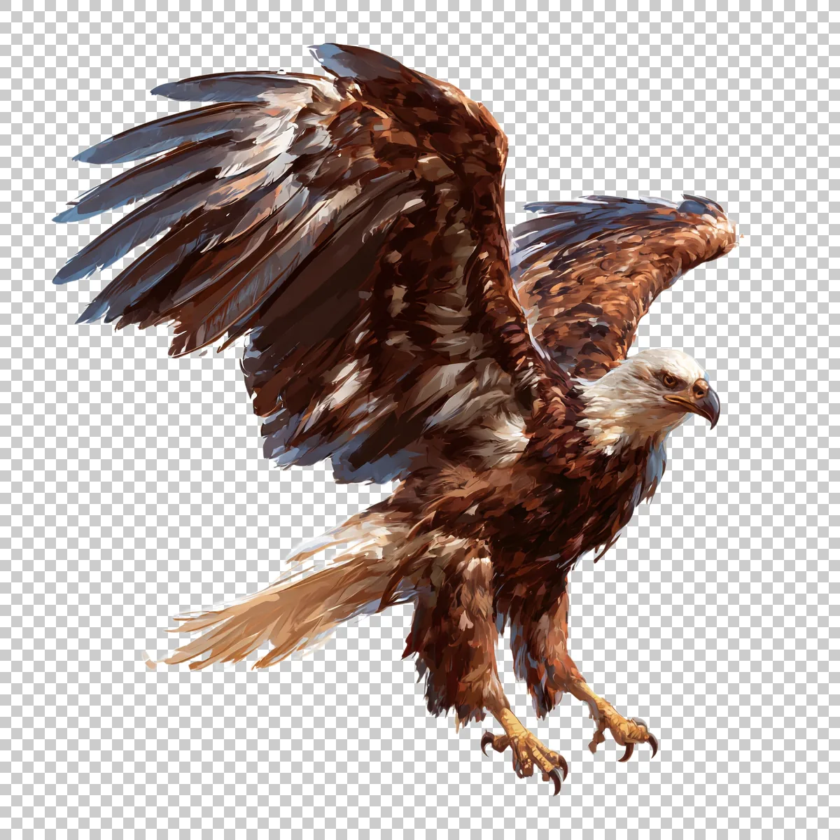 Eagle Perched With One Wing Raised And Head Facing 2 H transparent PNG