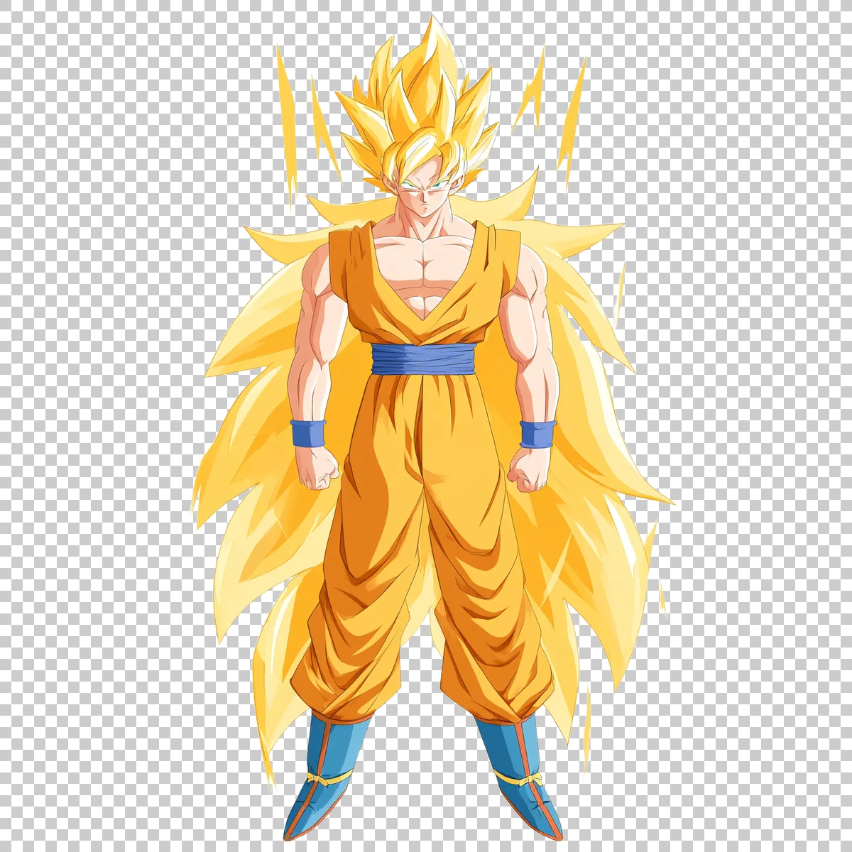 Goku Super Saiyan With Golden Spiky Hair And Intense 3 H transparent PNG