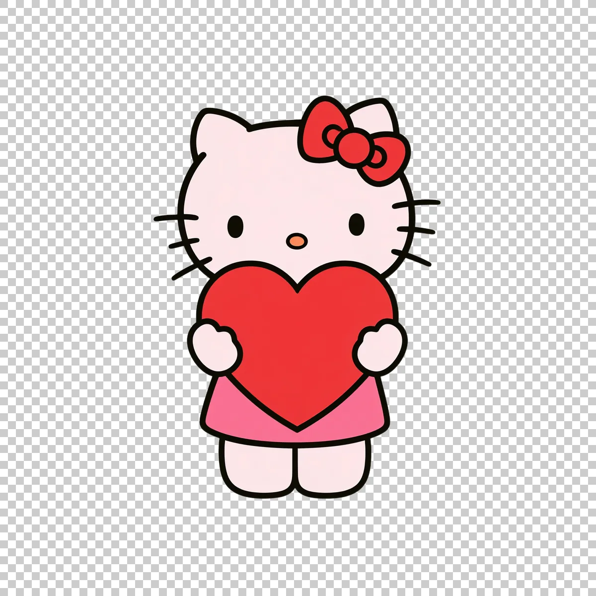 Hello Kitty Holding A Large Red Heart With Bo 1 H transparent PNG