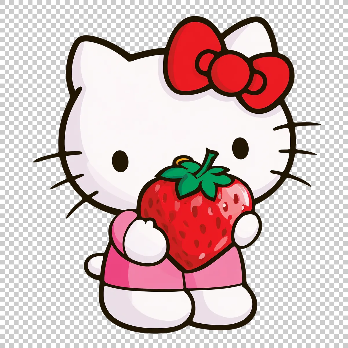 Hello Kitty Holding A Strawberry With Both Ha 0 H transparent PNG