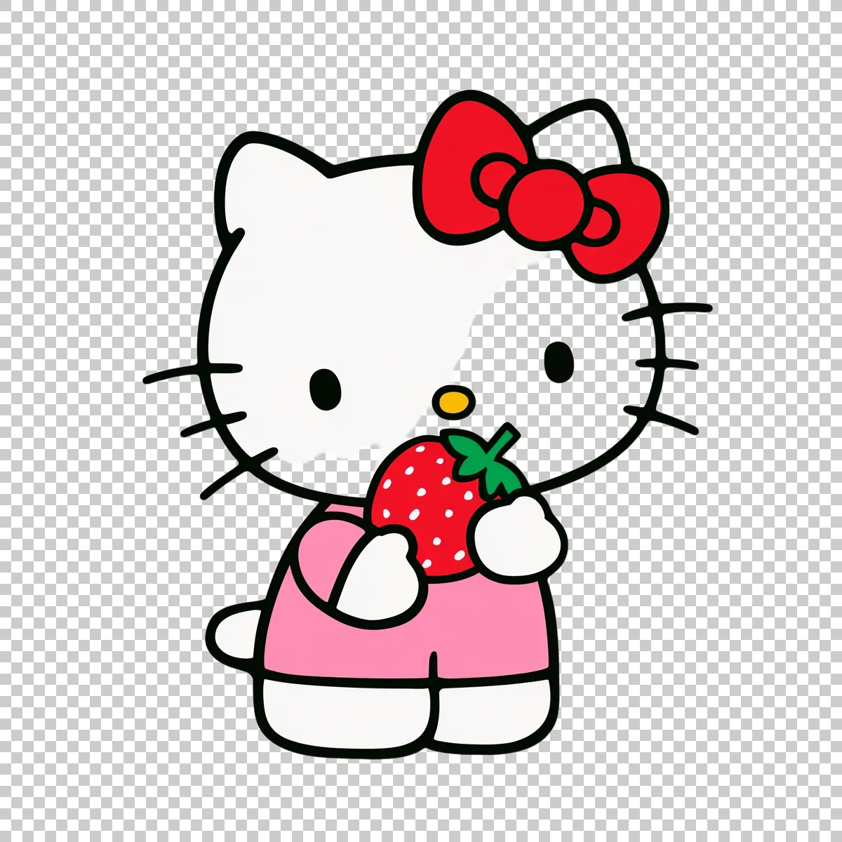 Hello Kitty Holding A Strawberry With Both Ha 3 H transparent PNG