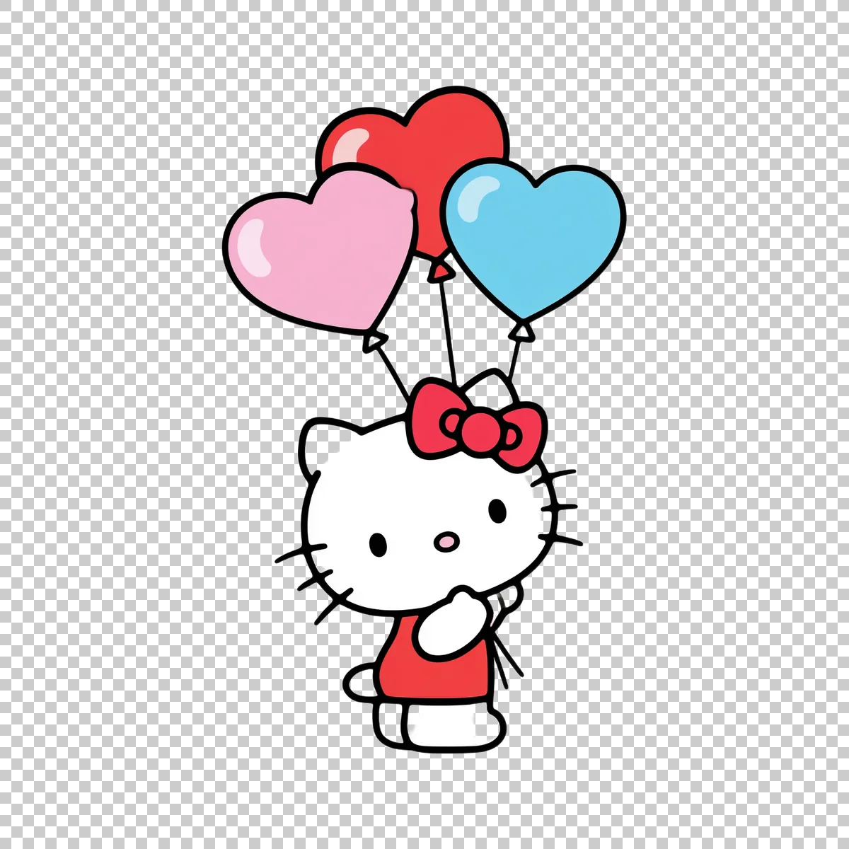Hello Kitty Holding Three Heart Shaped Balloo 0 H transparent PNG