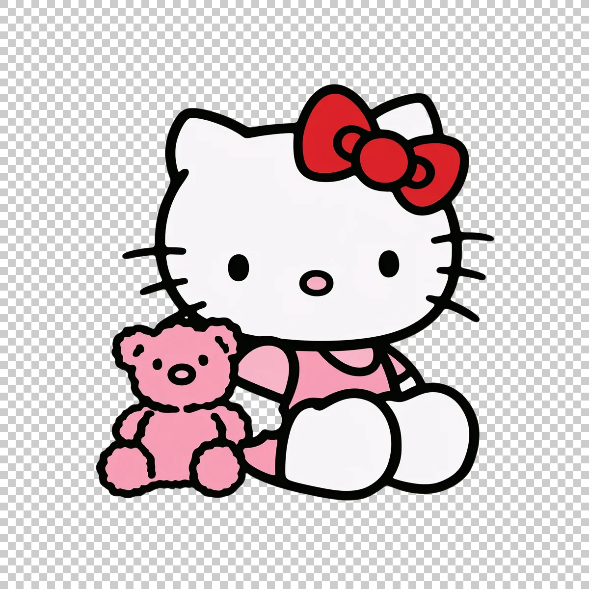 Hello Kitty Sitting With A Small Teddy Bear B 0 H transparent PNG