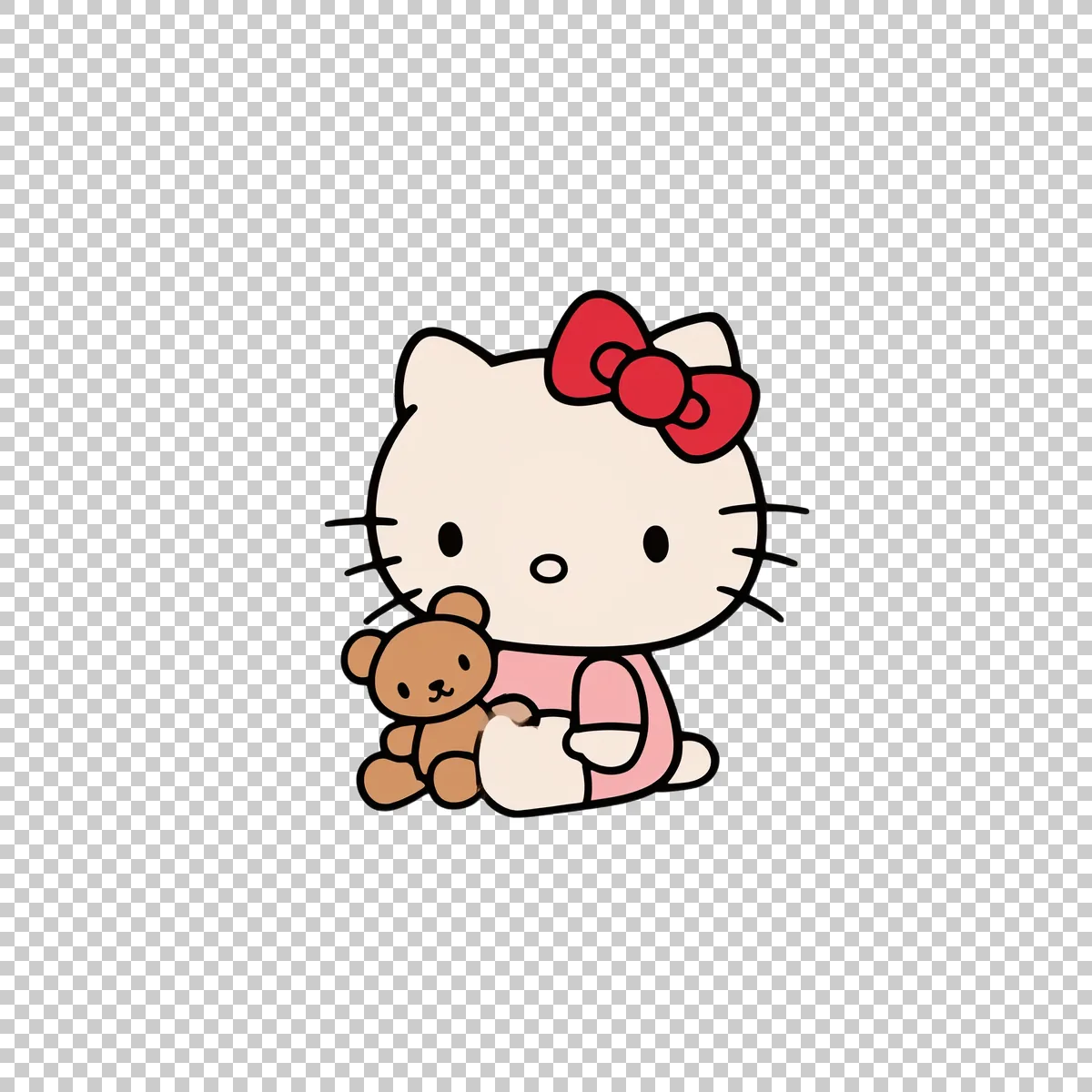 Hello Kitty Sitting With A Small Teddy Bear B 1 H transparent PNG