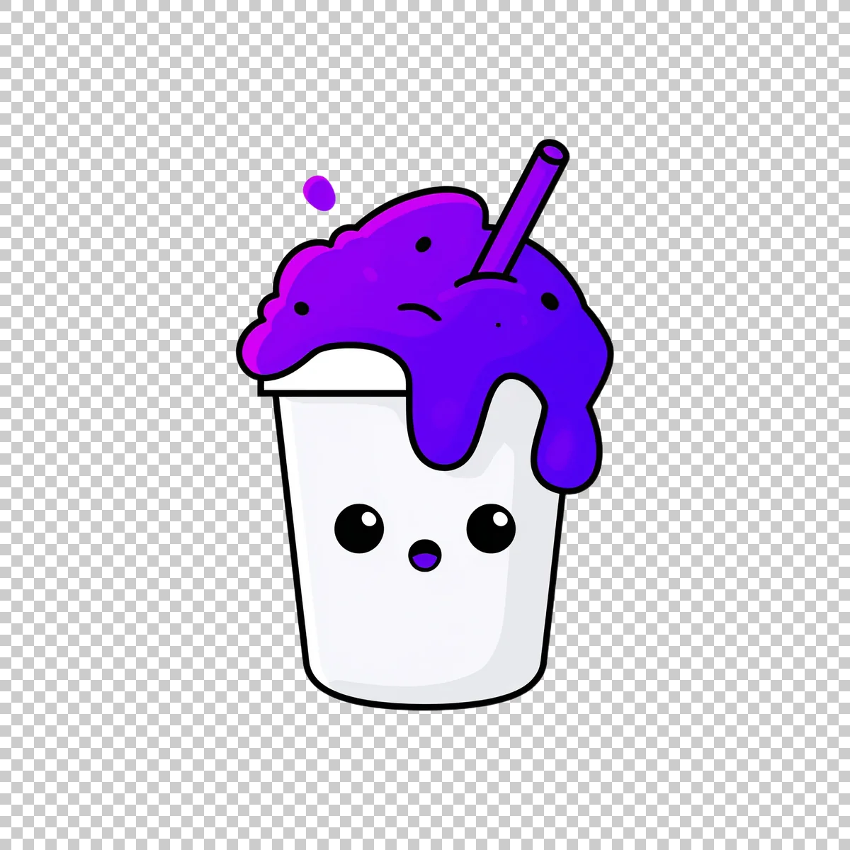 Cute Stylized Double Cup Character With Purple D 0 H transparent PNG