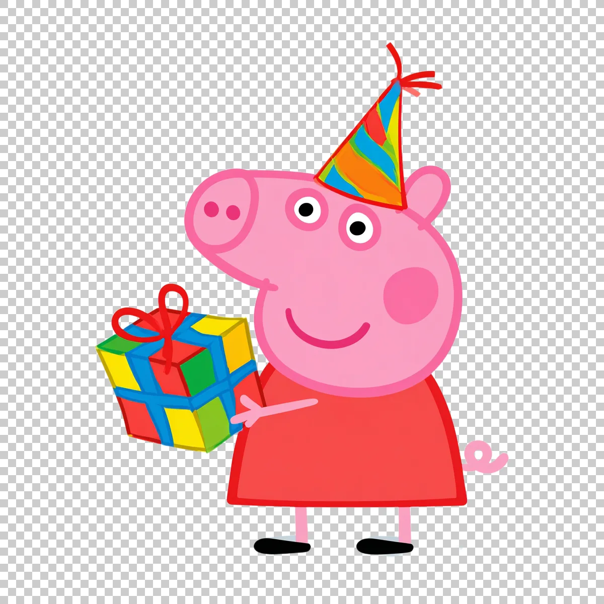 Peppa Pig Holding A Colorful Birthday Gift Box 3 H transparent PNG
