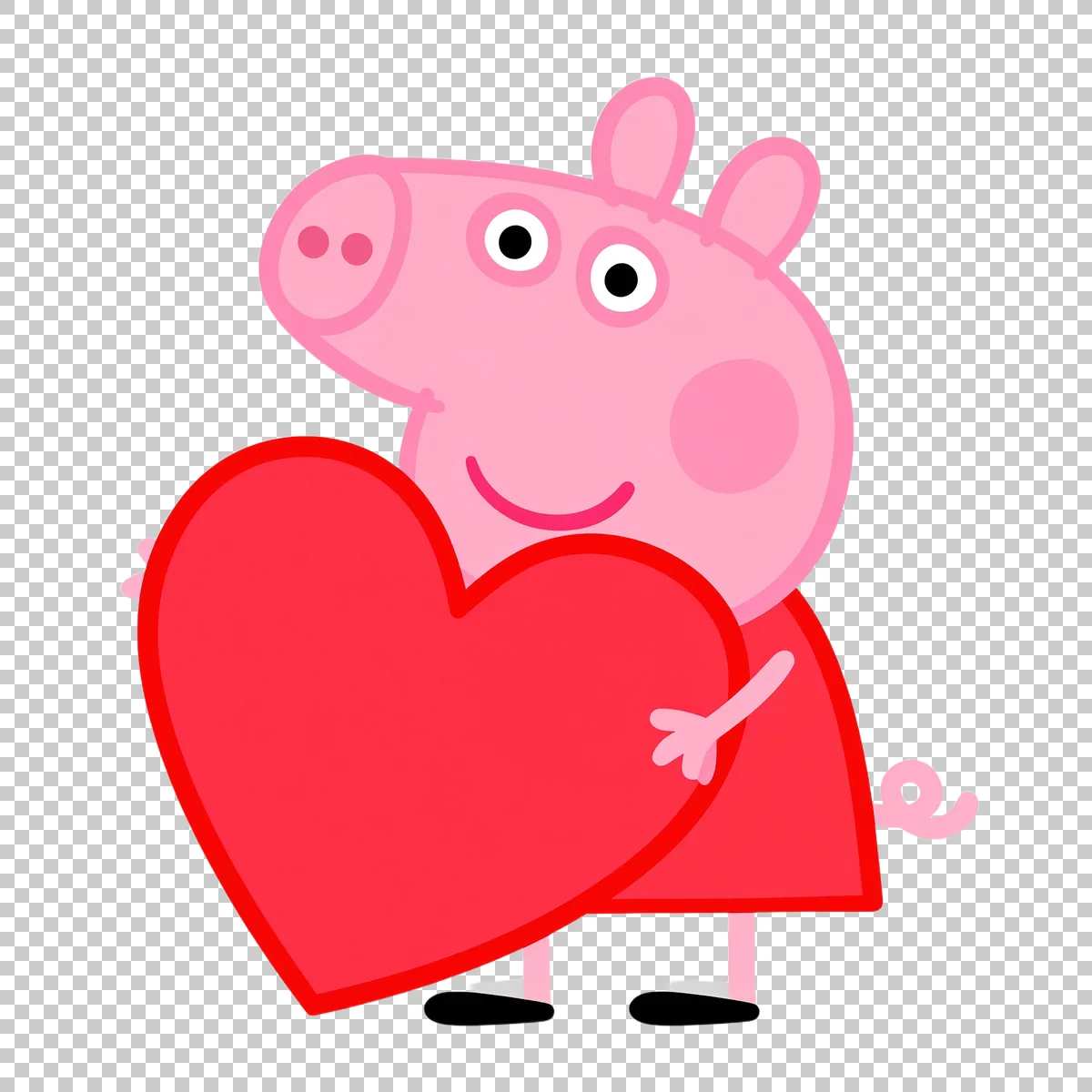 Peppa Pig Holding A Large Red Heart With Both H 2 H transparent PNG