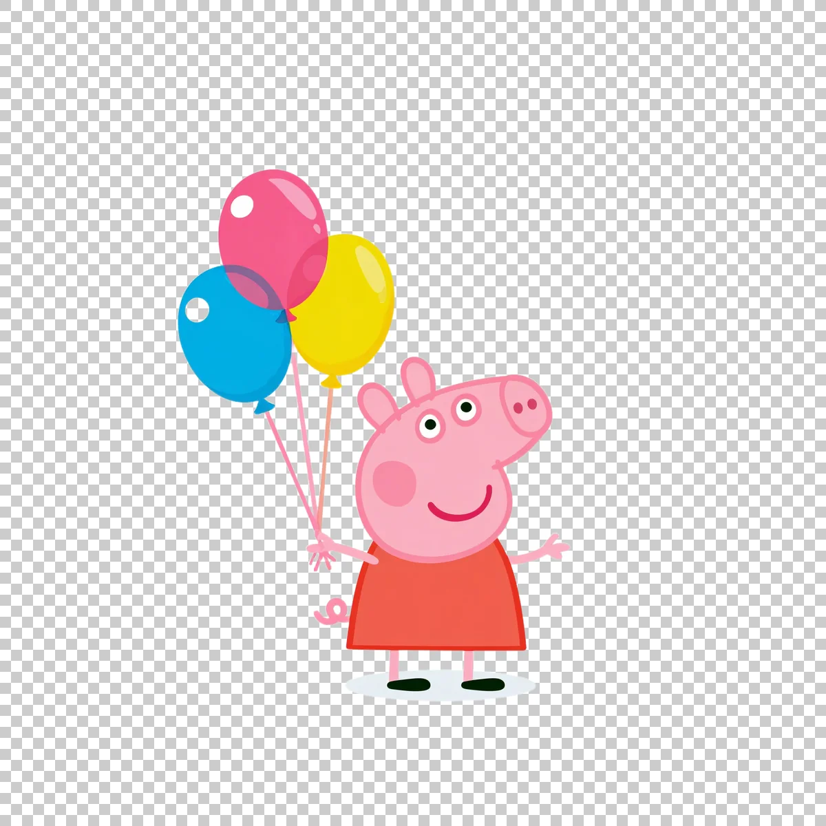 Peppa Pig Holding Three Colorful Balloons Smili 3 H transparent PNG