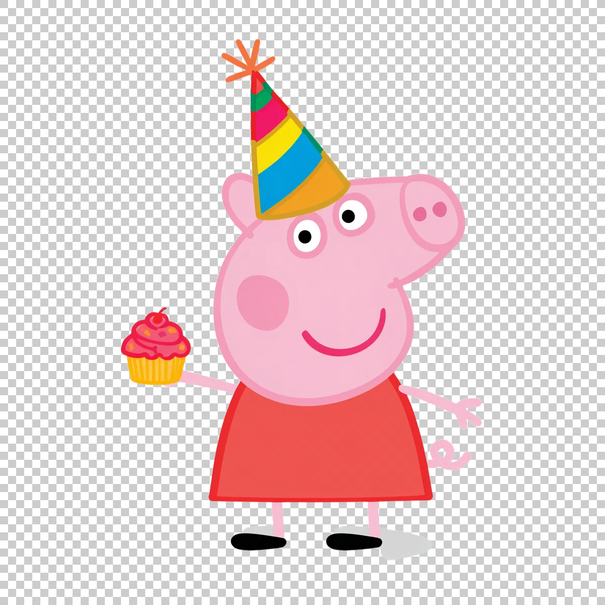 Peppa Pig Wearing A Colorful Party Hat And Hold 1 H transparent PNG