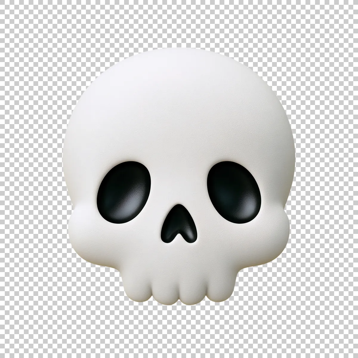 Cute White Skull Emoji With Large Glossy Blac 0 H transparent PNG