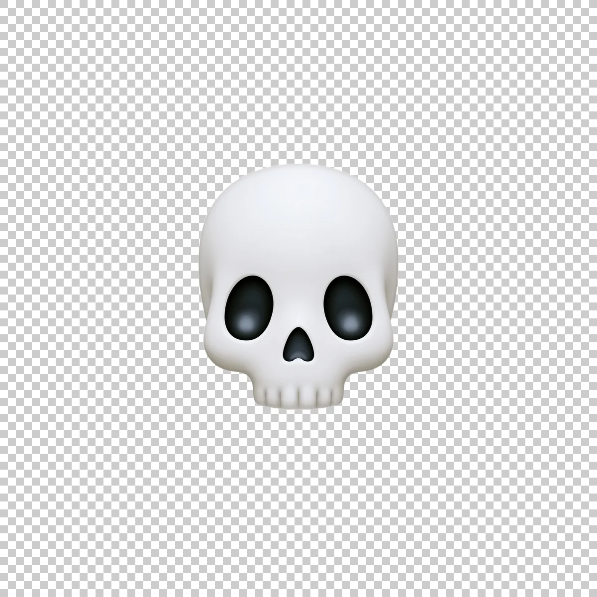 Cute White Skull Emoji With Large Glossy Blac 2 H transparent PNG