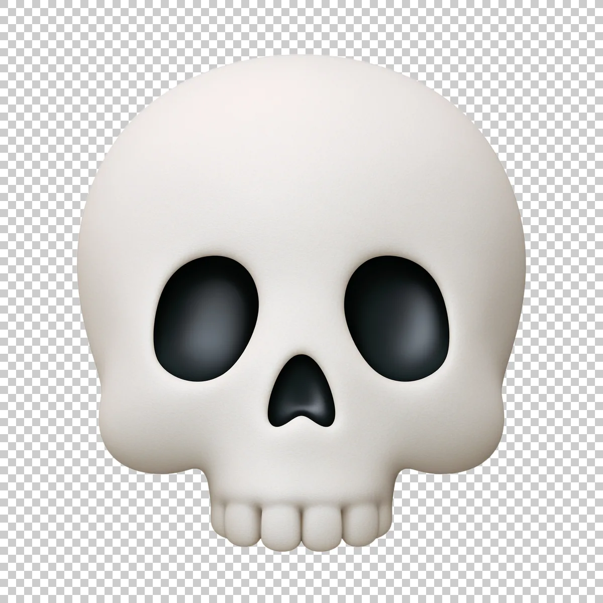 Cute White Skull Emoji With Large Glossy Blac 3 H transparent PNG