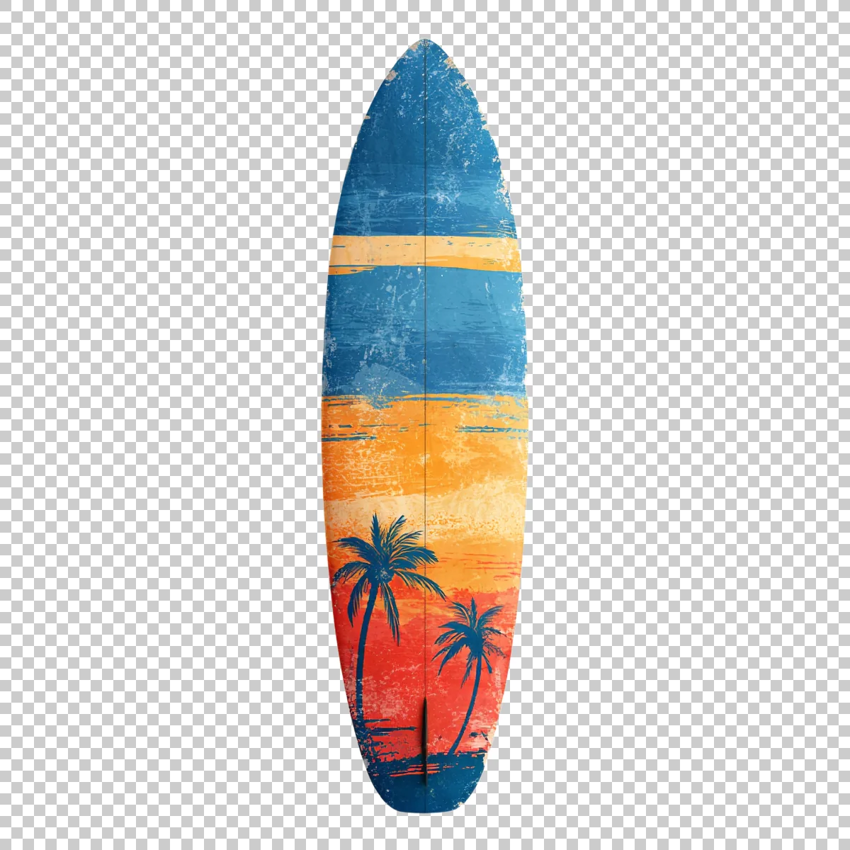 Colorful Surfboard Standing Upright With Tropical Su 1 H transparent PNG