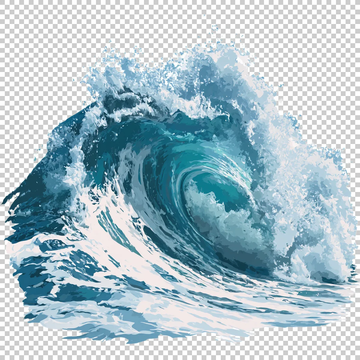 Stylized Ocean Wave Curling Into A Perfect Surf Barr 1 H transparent PNG