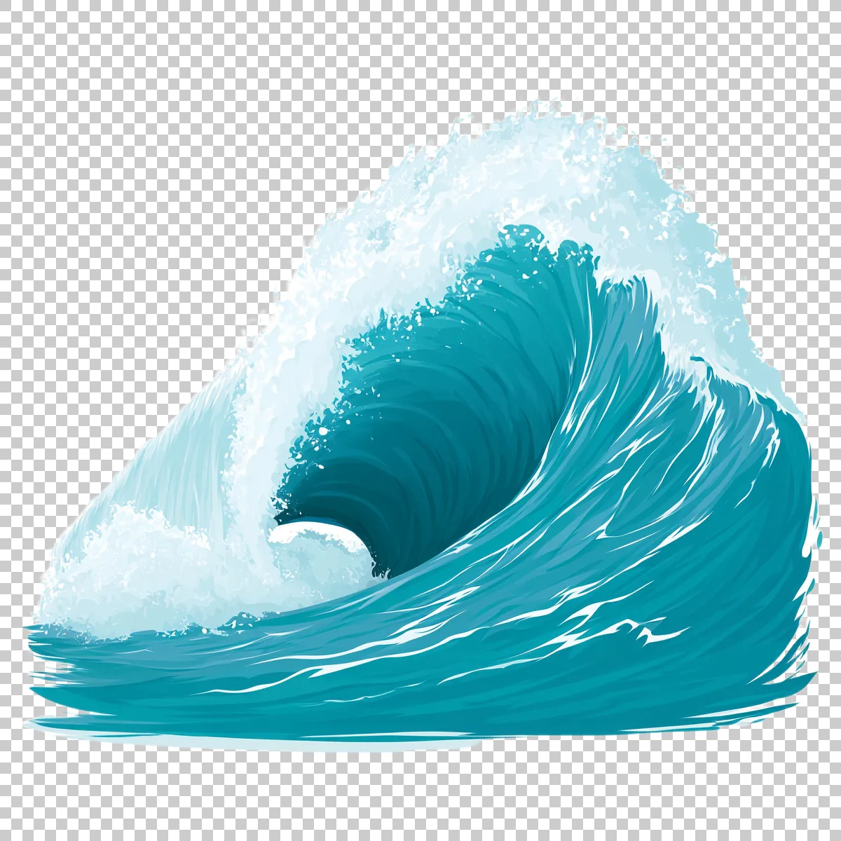Stylized Ocean Wave Curling Into A Perfect Surf Barr 2 H transparent PNG