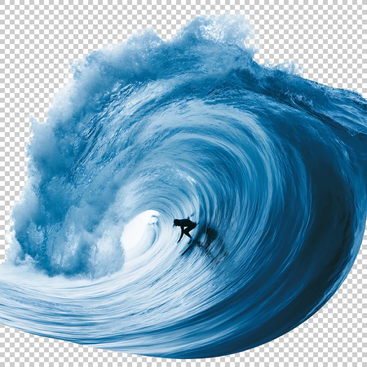 Surfer Riding Inside A Curling Blue Ocean Wave Dynam 0 H transparent PNG