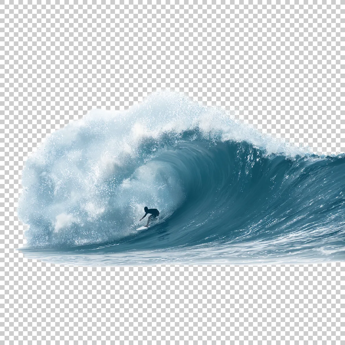 Surfer Riding Inside A Curling Blue Ocean Wave Dynam 2 H transparent PNG