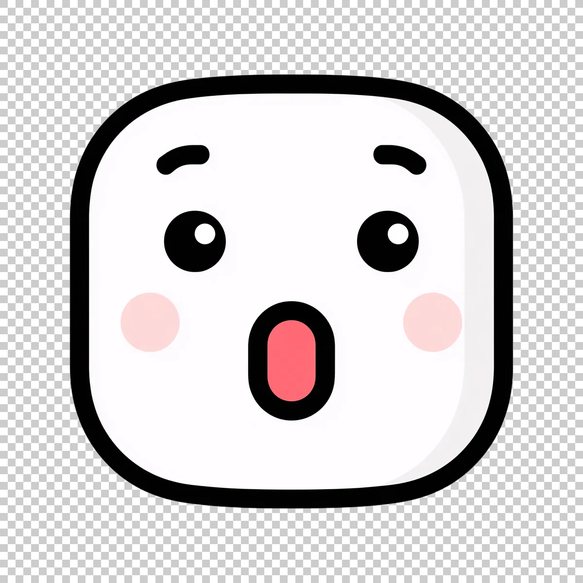 Cute White Rounded Square Emoji Face With Th 0 V2 H transparent PNG